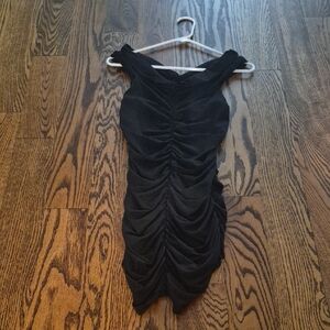 Elegant Reformation Black Ruched Bodycon Dress